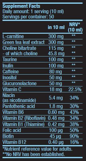 Thermo Drine Liquid Inhaltsstoffe & Nährwerte BioTechUSA Thermo Drine Liquid Rückseitenetikett Inhaltsstoffe